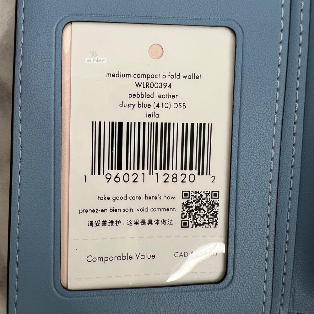Kate Spade Leila Dome Backpack & Medium Compact Bifold Wallet In Dusty Blue - Picture 12 of 16